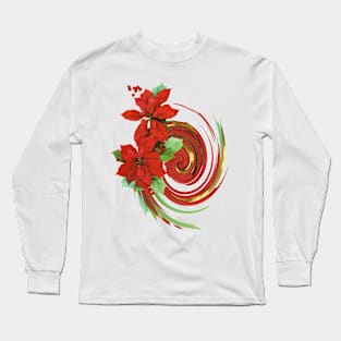 Poinsettia Swirl Long Sleeve T-Shirt